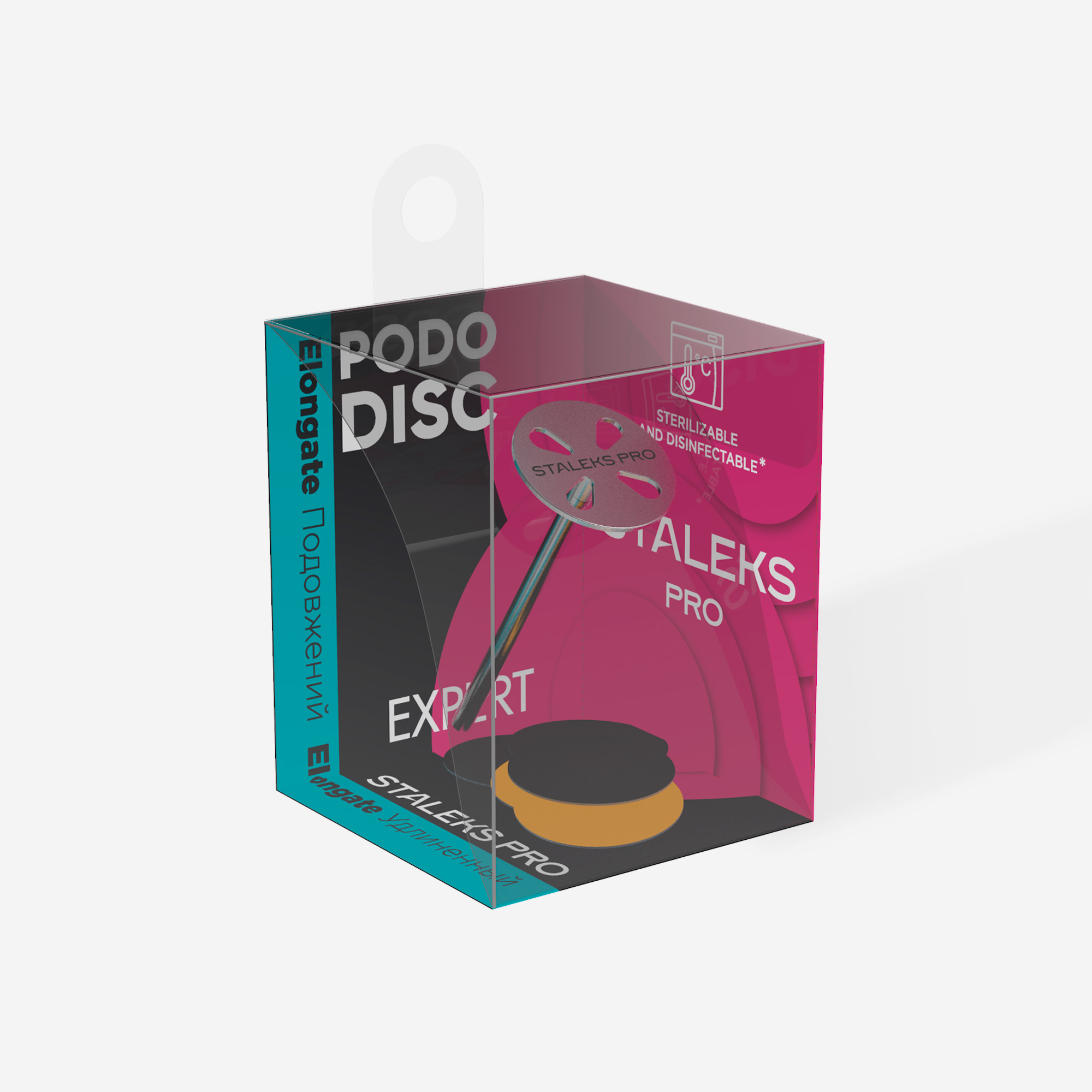 PDLset-15 Диск педикюрный удлиненный PODODISC "S" в комплекте с сменным файлом 180 грит 5 шт (15 мм)