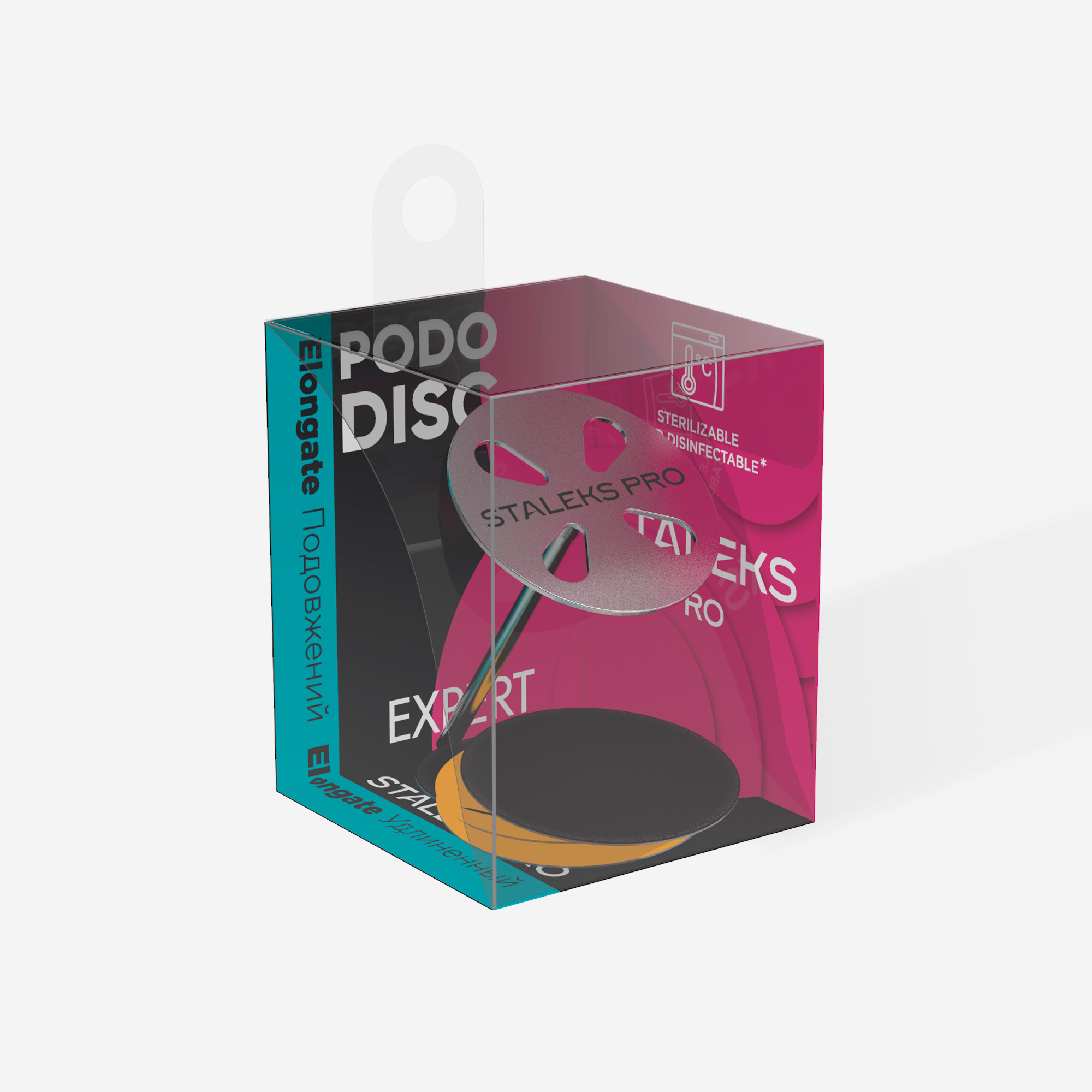 PDLset-25 Диск педикюрный удлиненный PODODISC "L" в комплекте с сменным файлом 180 грит 5 шт (25 мм)