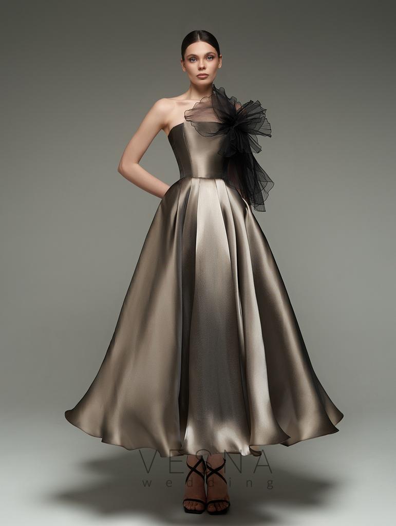 Evening dress Nika midi Mokko