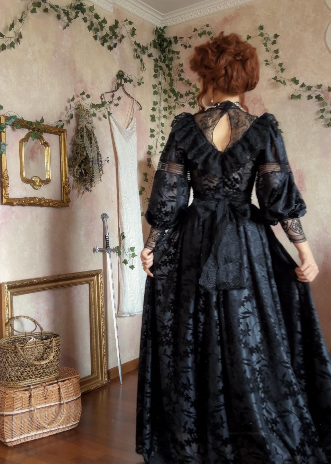 ワンピース YOUHEE FLOWER POINT OFF SHOULDER DRESS BLACK DSC00346_66927494-8993-4104-
