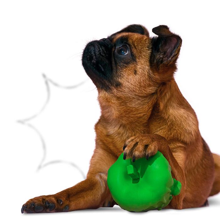 Игрушка Mr.Kranch для собак Яблоко с пищалкой 10 см зеленая с ароматом  курицы