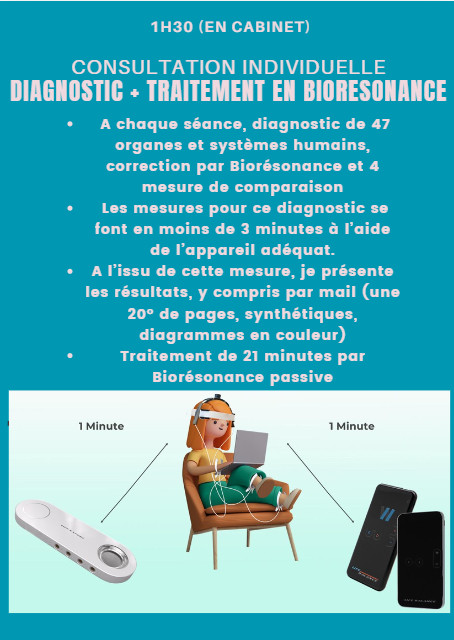 DIAGNOSTIC EN BIORESONANCE + TRAITEMENT PAR BIORESONANCE PASSIVE