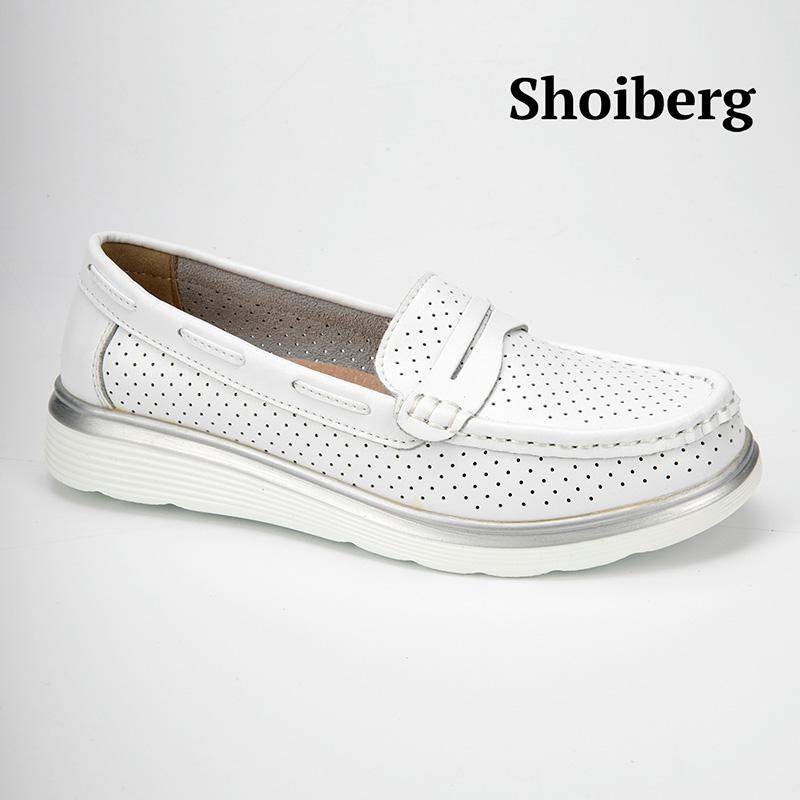 Лоферы женские белые Shoiberg