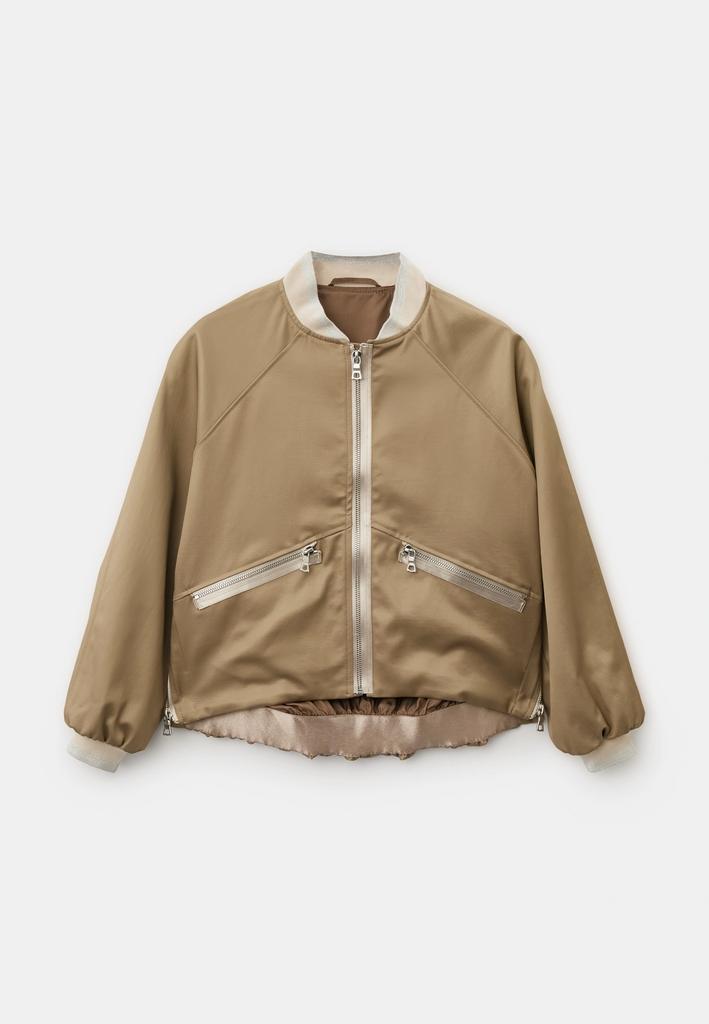 Бомбер глянцевый с молниями Stars Wave, оливковый