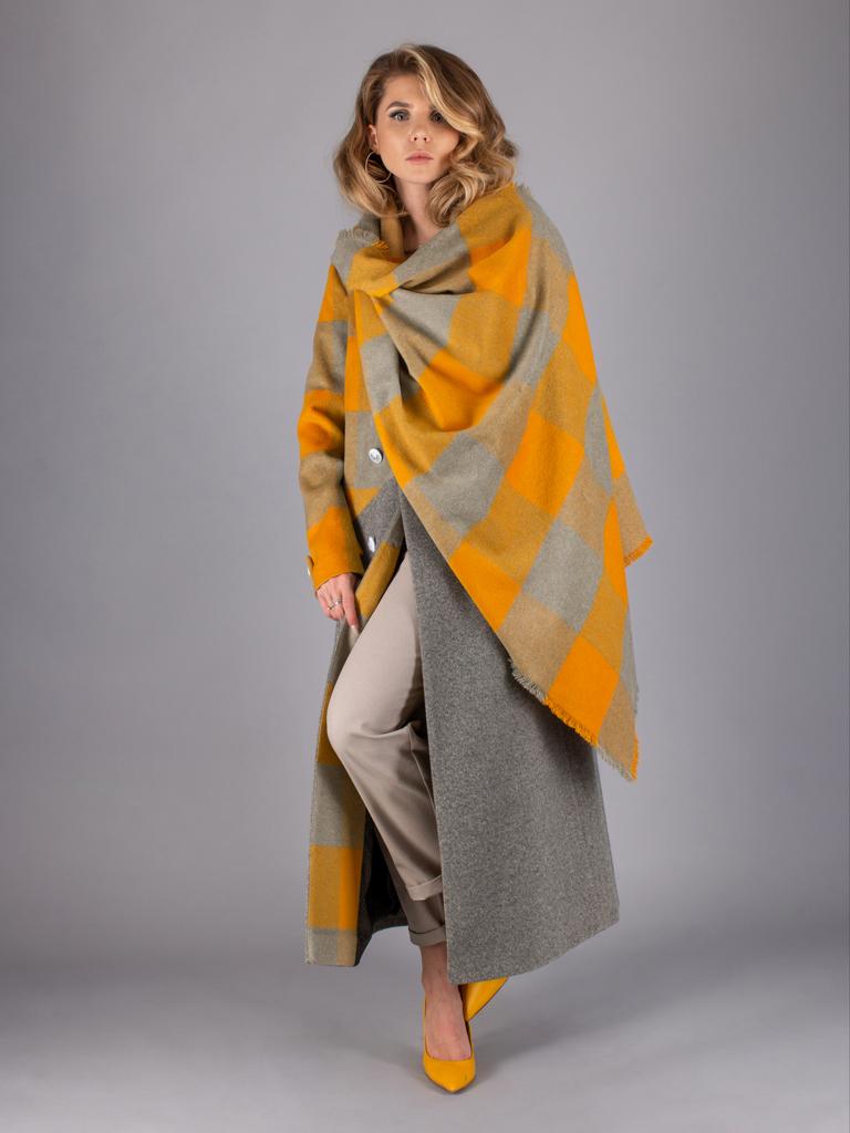 Дополнения к образу > Палантин (желтый, клетка) купить в интернет-магазине