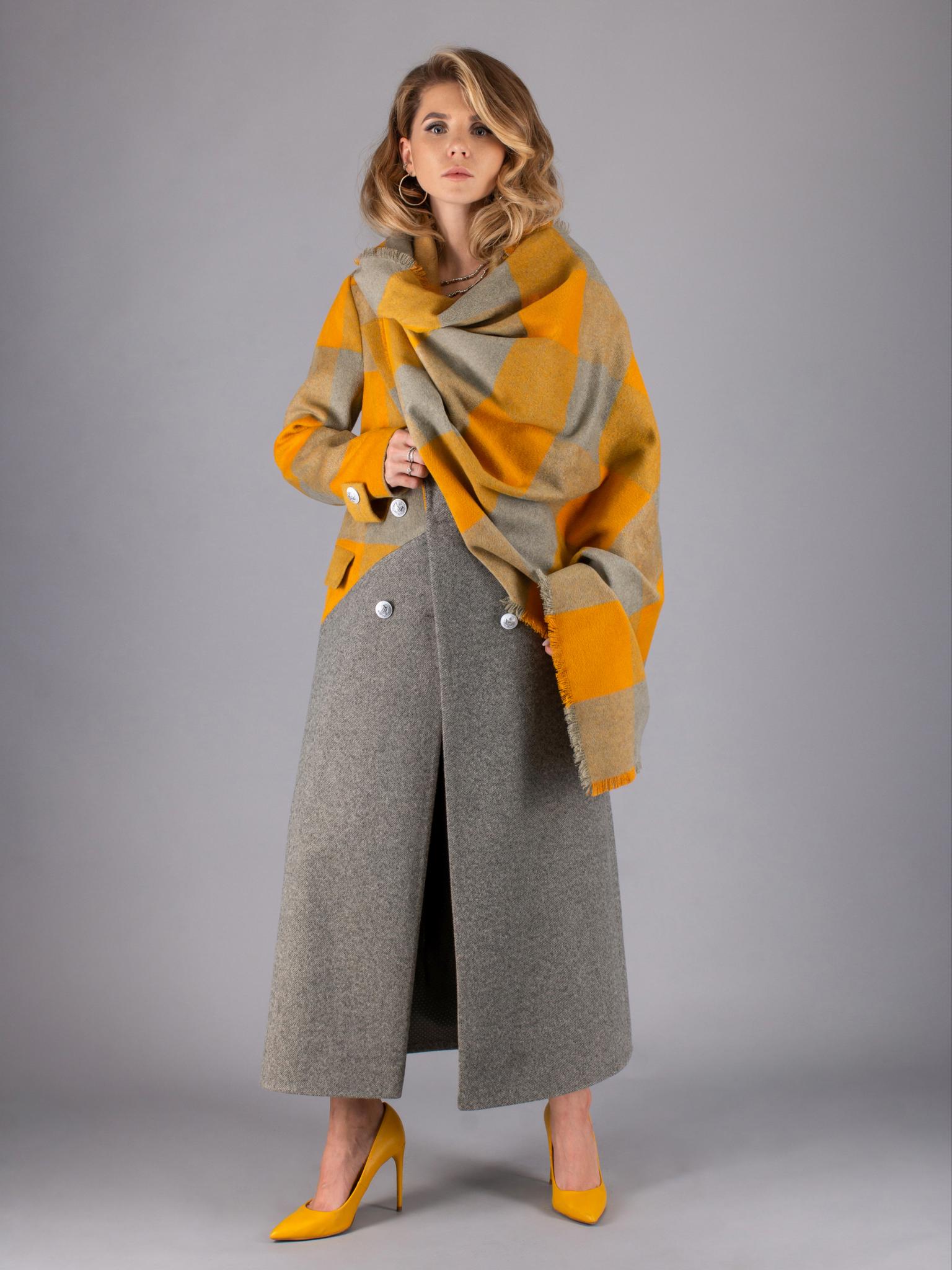 Дополнения к образу > Палантин (желтый, клетка) купить в интернет-магазине