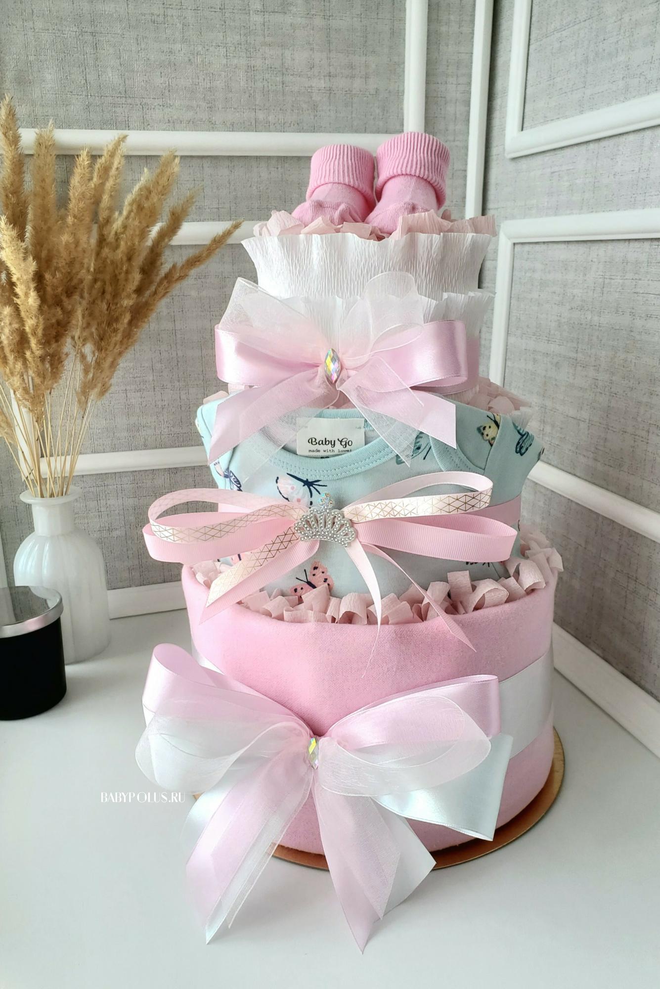 Торт из подгузников - оригинальный подарок для новорожденных в Набережных Челнах