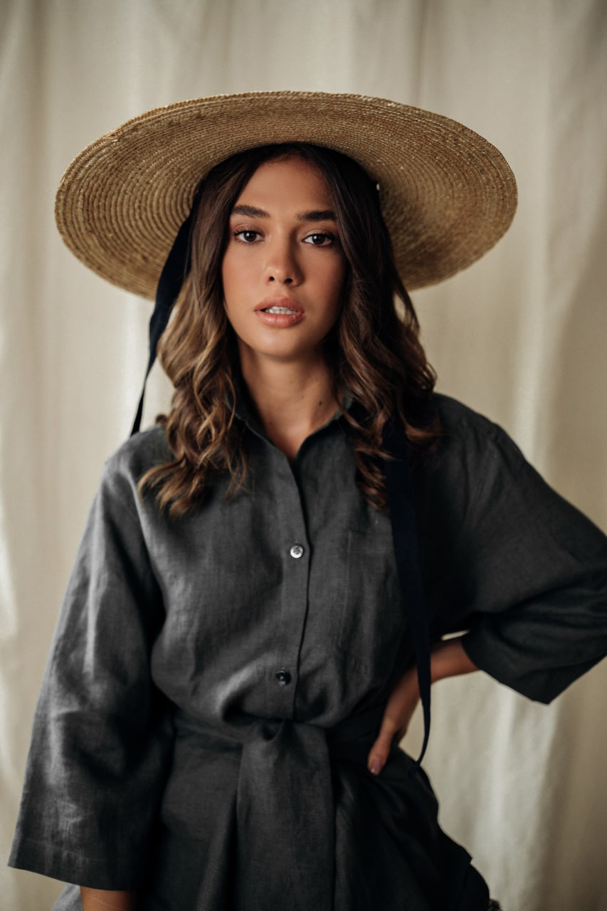 Graphite Linen Set with Pants