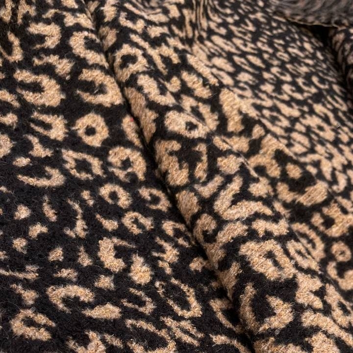 3,45m Пальтовая двухсторонняя альпака с шерстью леопардовый принт