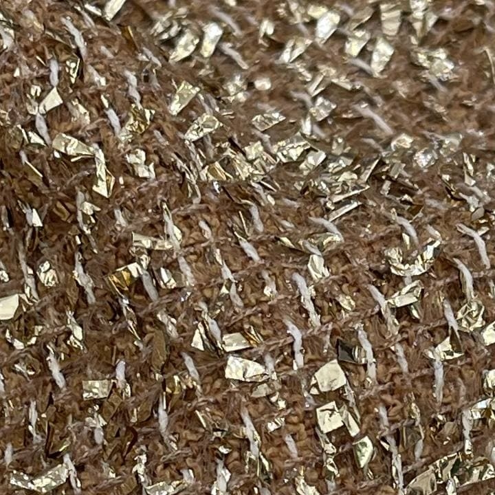 3,66м Твид хлопковый с шерстью, вискозой и люрексом оригинал золото