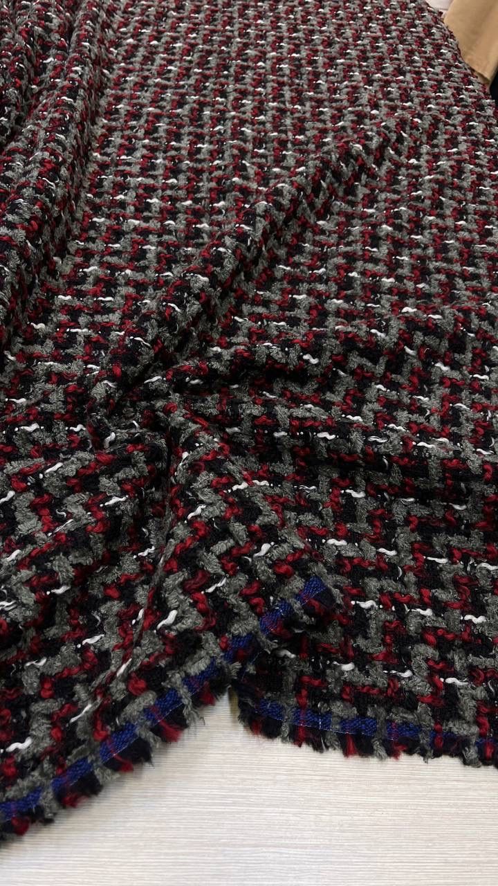 Твид оригинал Ch@nel шерстяной с хлопком и вискозой меланж