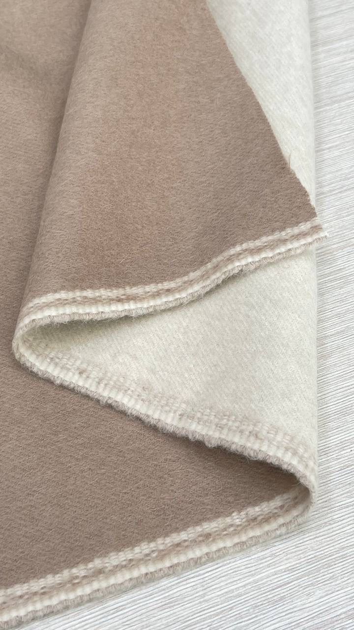 Пальтовый кашемир с альпакой двухсторонний цвет натуральный белый/капучино