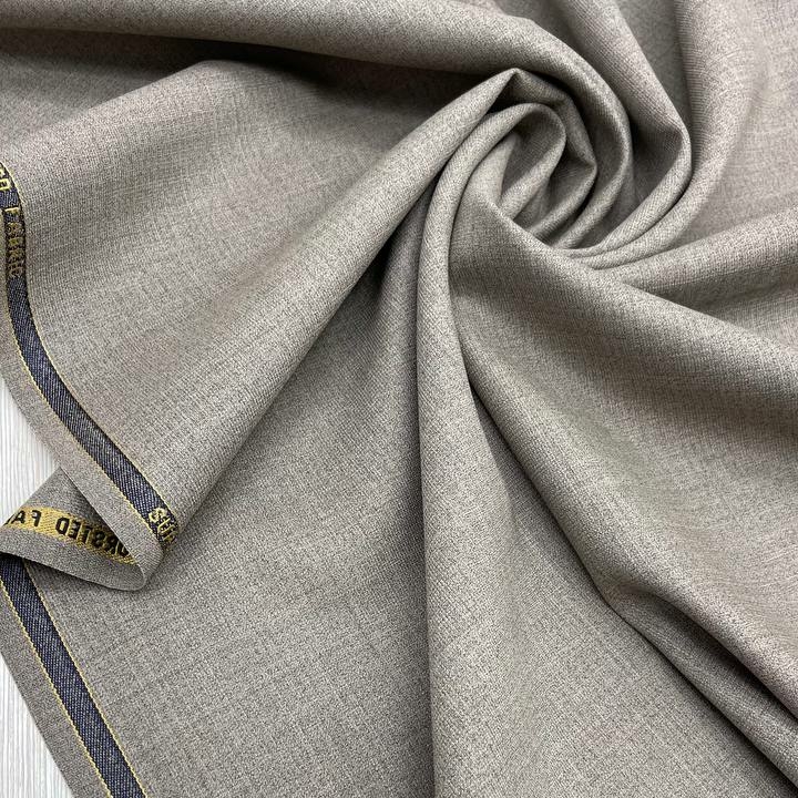 Костюмная шерсть серо-бежевого цвета меланж