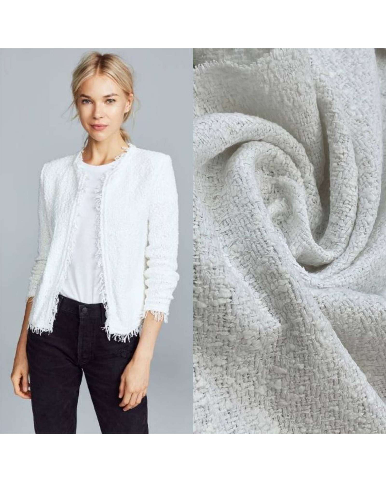 1,65м Твид белый хлопковый с вискозой