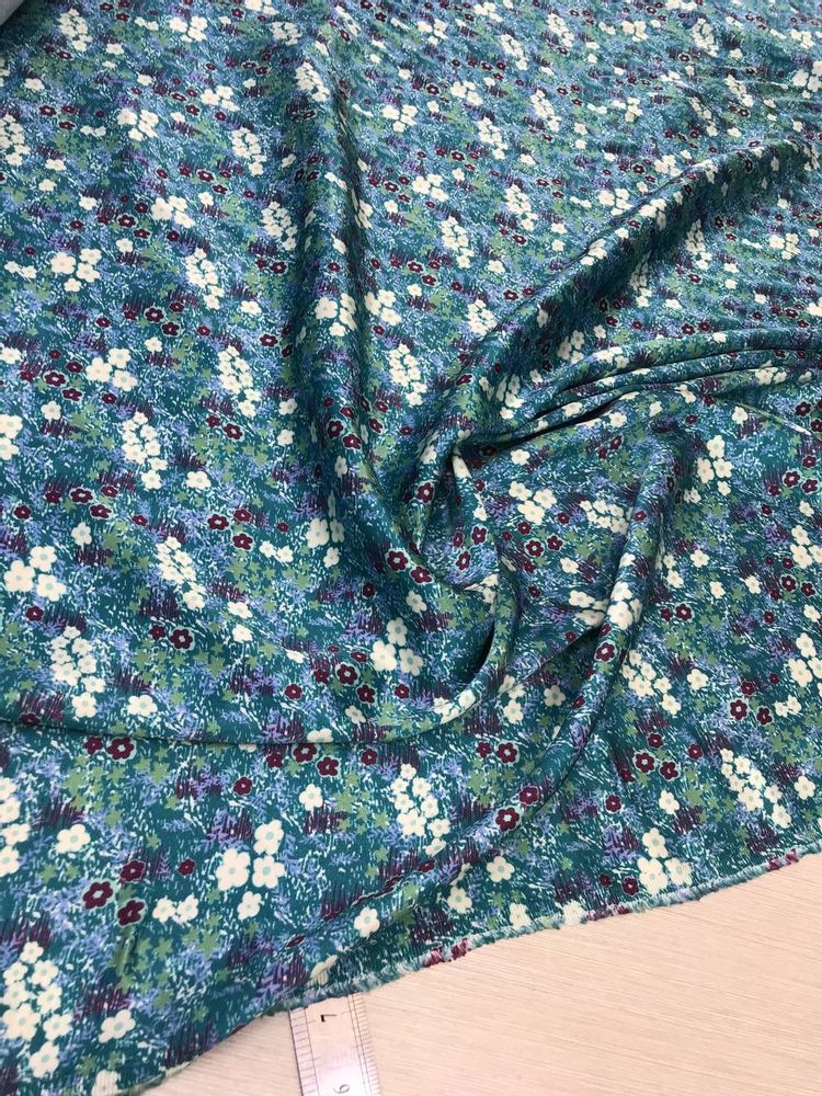 Вискозный кади с шёлком с цветочным принтом