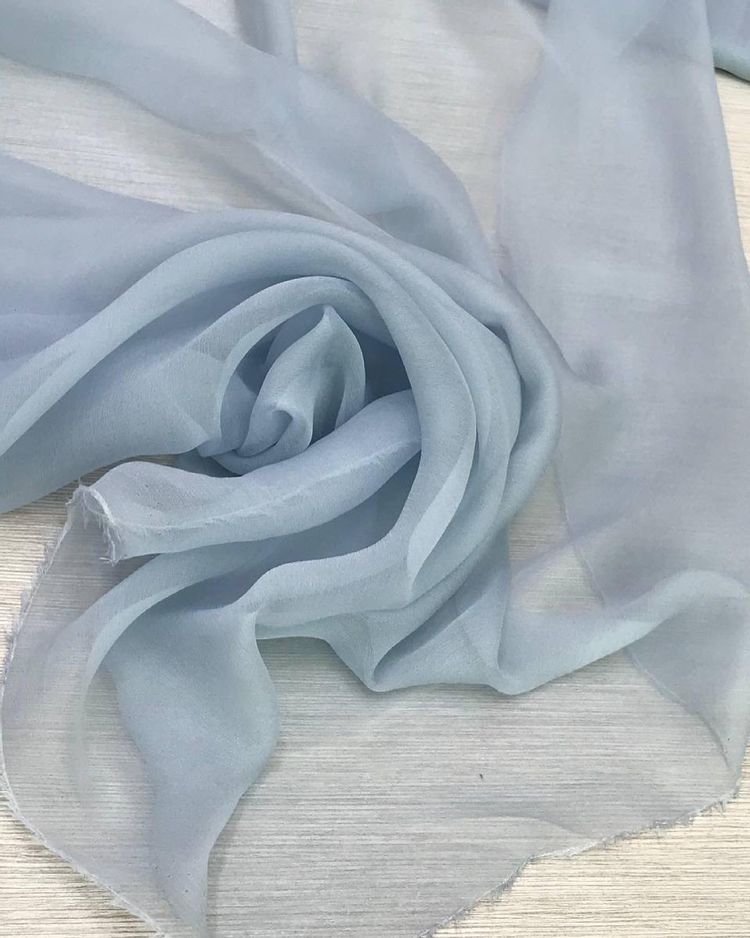 Шелковый шифон-вуаль нежно-голубого цвета