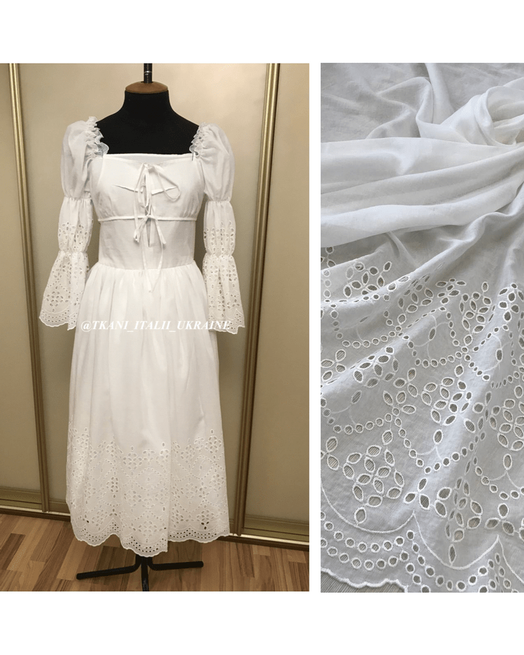 1,7м Эксклюзивное итальянское шитье на шелковом батисте белоснежное