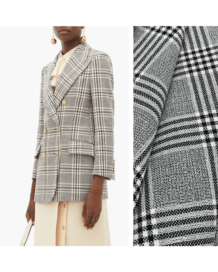 1.75м Костюмная шерсть с шелком G.ucci серая в крупную клетку