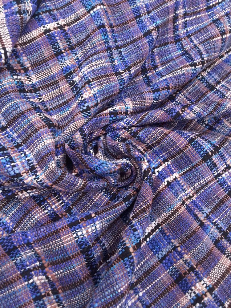 3,5м Твид хлопок с вискозой сине-фиолетовый в клетку