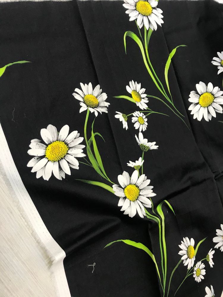 1,95м 0,7м Полированный хлопок с эластаном оригинал DG фон черный с цветочным принтом