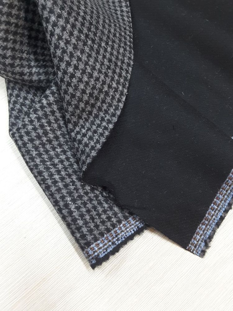 Пальтовый double шерсть с кашемиром L0ro Pi@na темно-серый в гусиную лапку