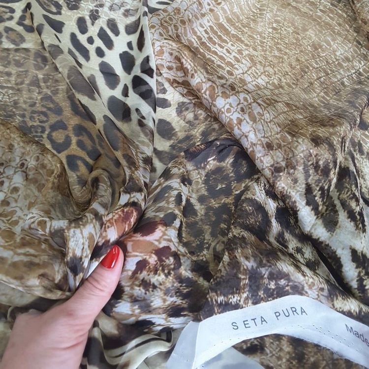 Шёлковый шифон Roberto C@valli принт леопард-змеиная чешуя