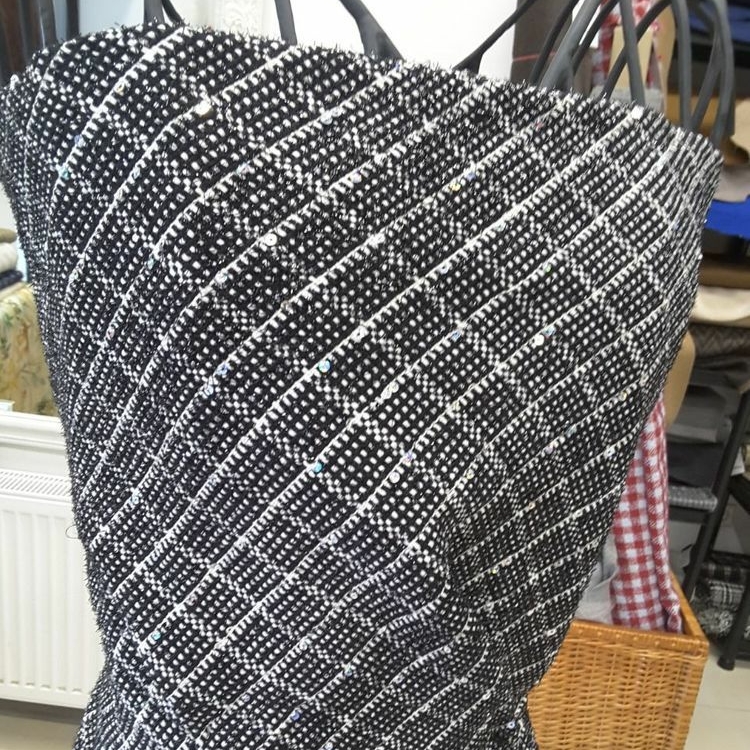 2,7м; 3,2м Твид хлопковый с вискозой черно-белая клетка