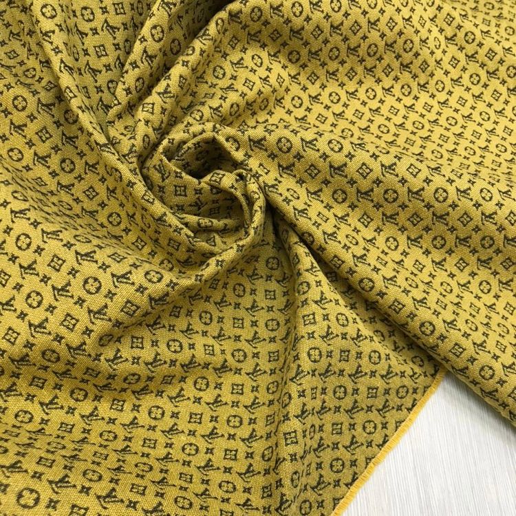 Хлопковый жаккард оригинал LV желто-черный с лого