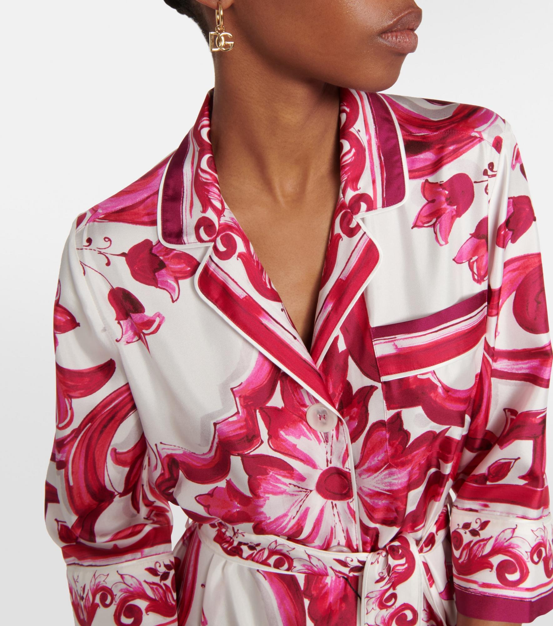 Шелк твилл DG белый фон, принт majolica red