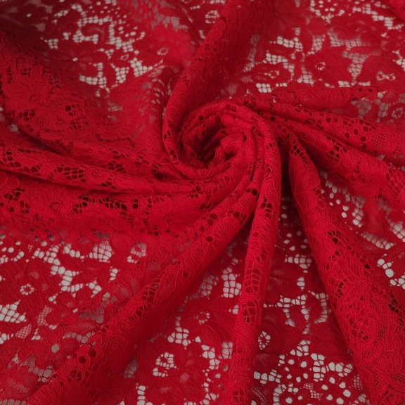 2,98м 2,25м Хлопковое кружево с добавлением вискозы S0lstiss для V@lentino красного с кардовой нитью