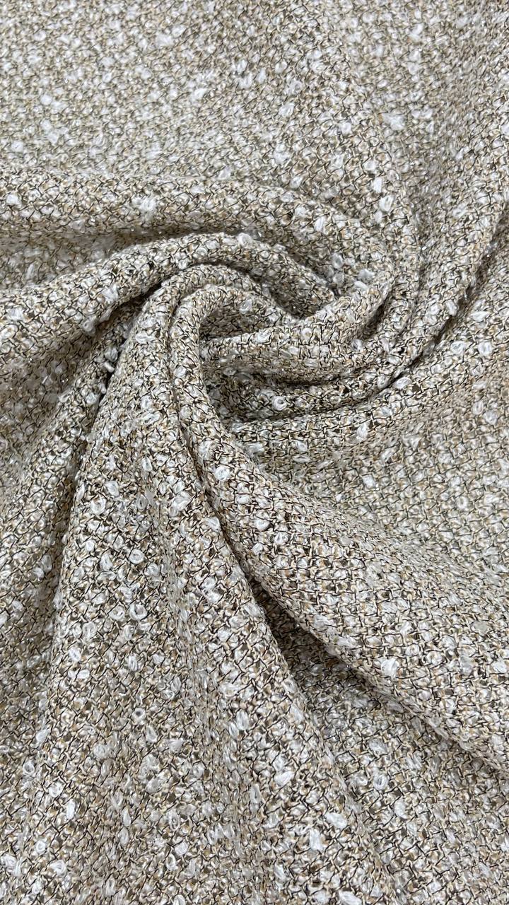 3,75м Твид хлопковый с вискозой Ch@nel белый с золотым