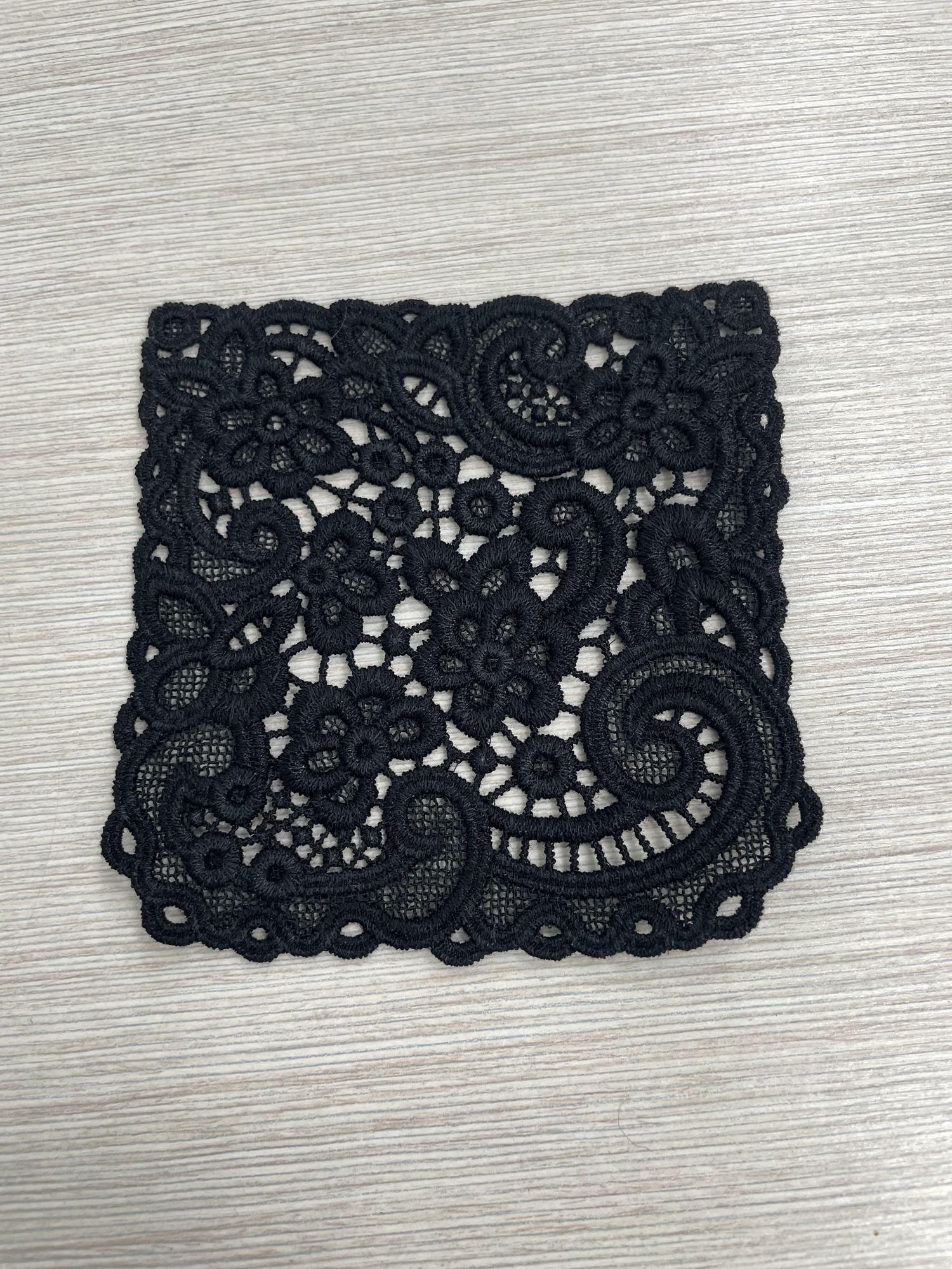 Декоративные кружевные карманы черный цвет 11x11см