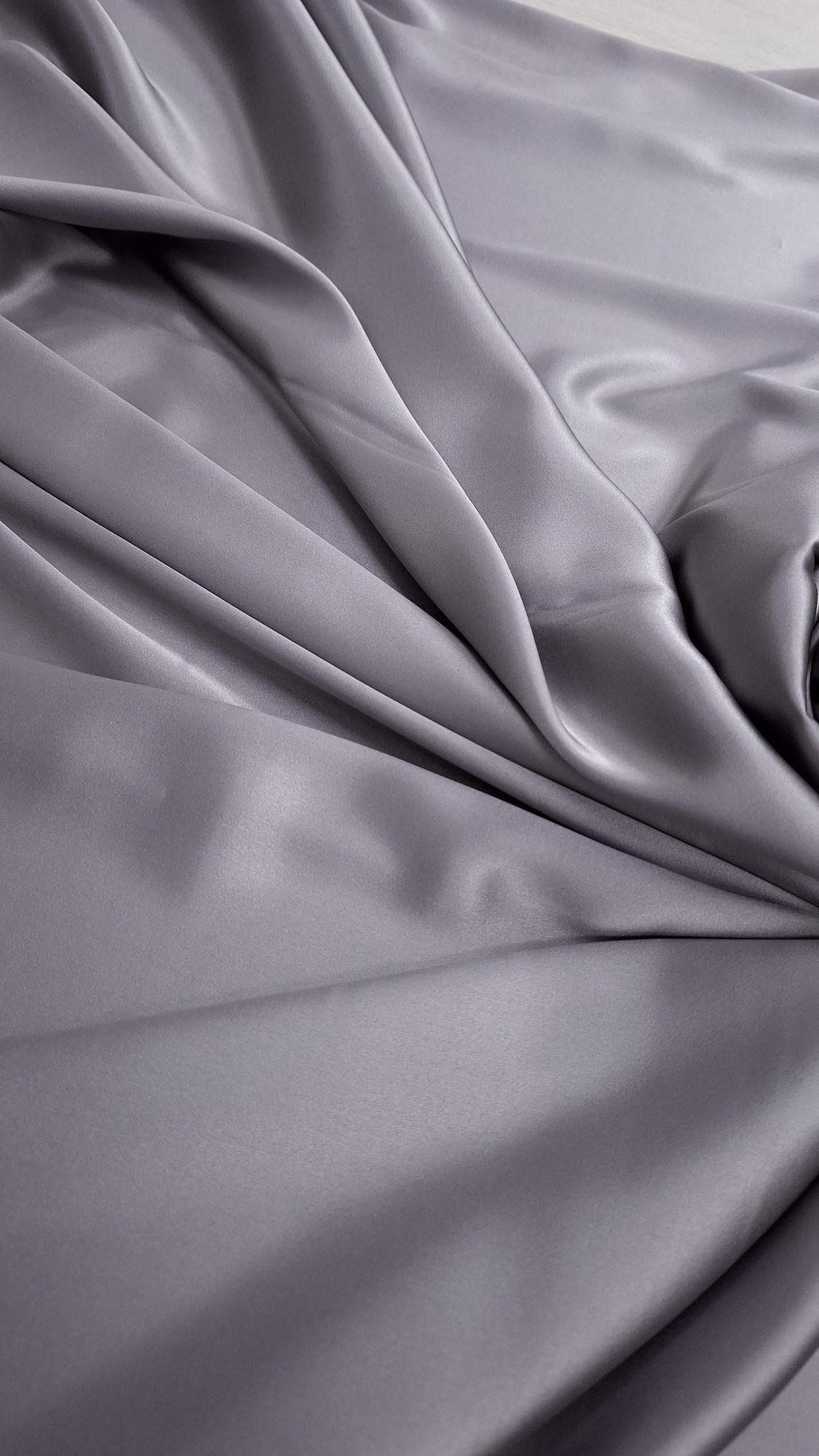 Шелк атласный с эластаном Scervin0 жемчужно-серый