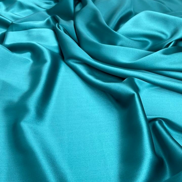 Шелк атласный с эластаном Scervin0 морская волна