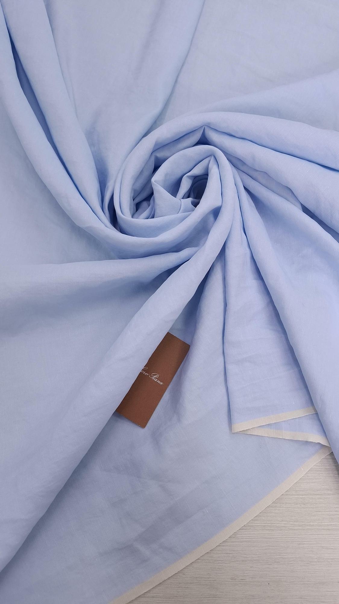 Костюмно-плательный лён с эффектом крэш L0ro Pi@na пастельно-голубого цвета