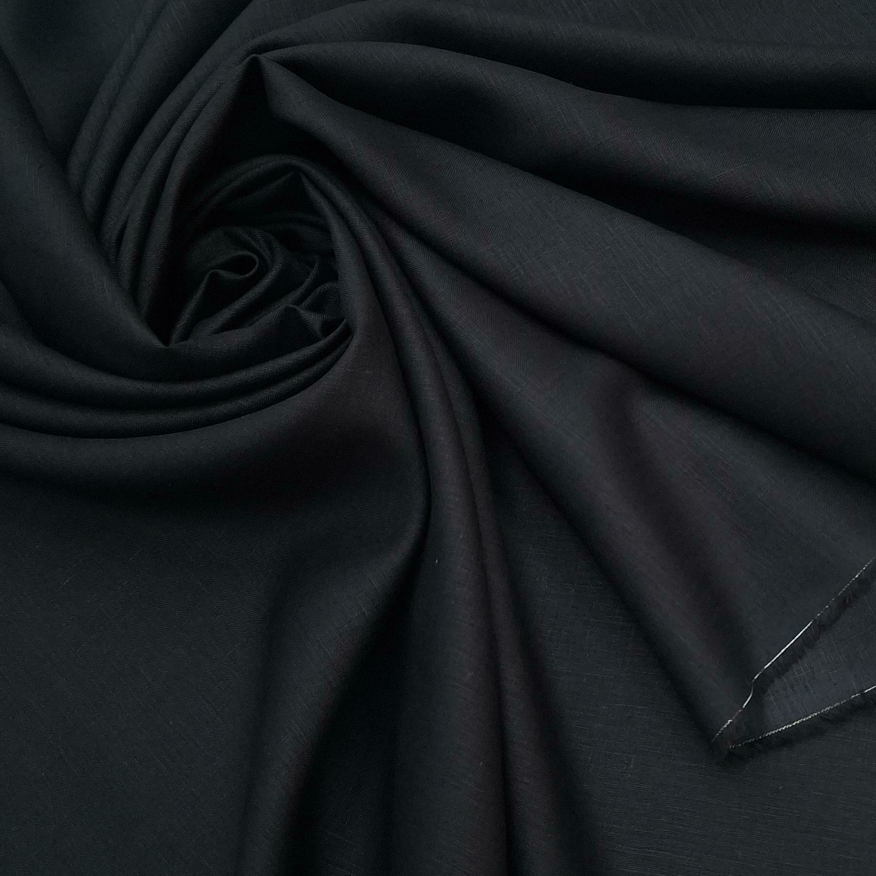 Костюмно-плательный лён угольно-черного цвета L.oro P.iano