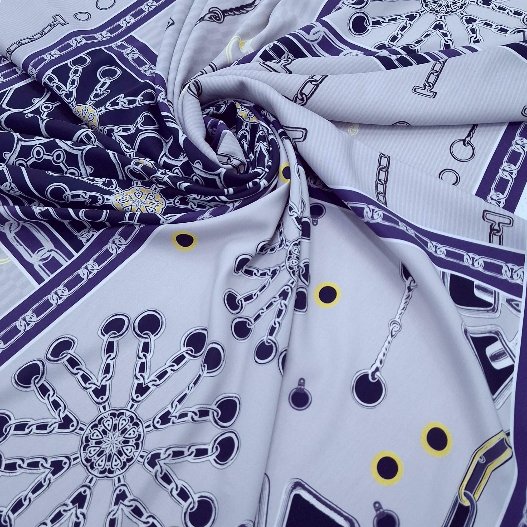 Шелк атласный с эластаном H.ermes фон серо-лавандовый