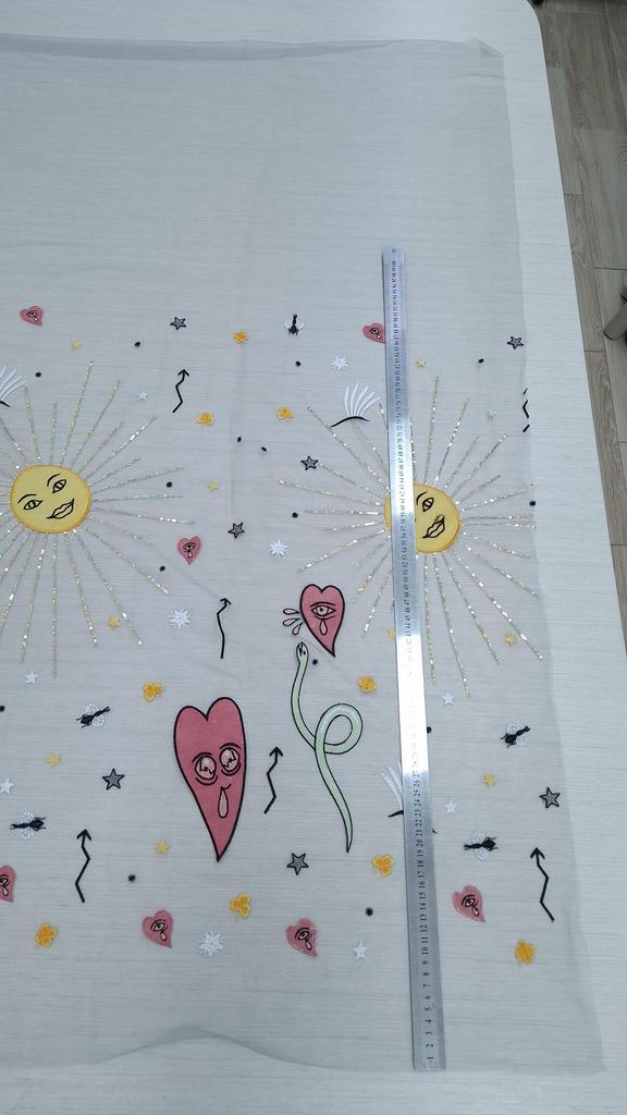 2,7м; 1,67м Роскошная хлопковая вышивка Di0r с добавлением вискозы на серой сетке с пайеткой