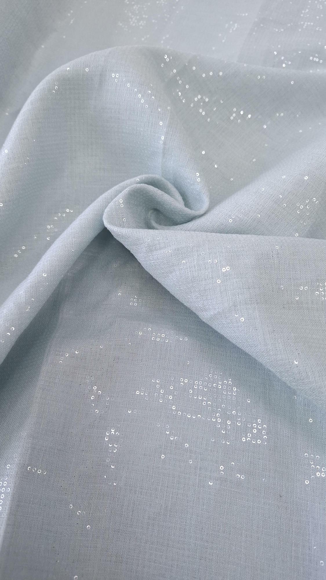 2,95м Лен Brunell.o Cuccinell.i расшитый паетками голубой цвет