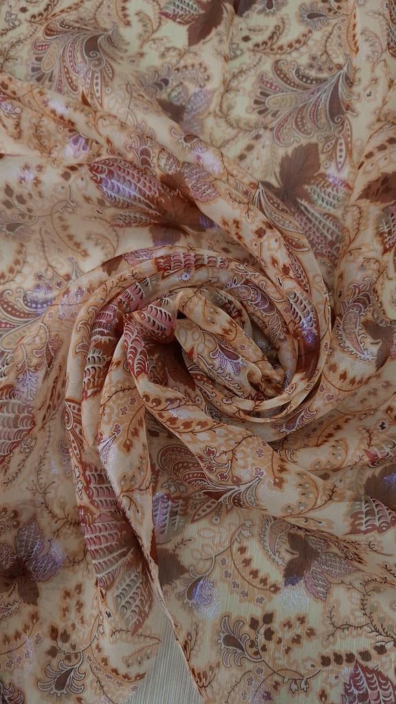 Шифон гладкий филькупе E.T.R.O  в персиково-коричневых оттенках  с мононитью