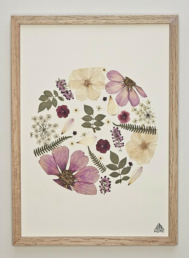 herbier géometrique en rond fleurs pressées de Bretagne fait main artisanat français Rennes Inspirihome