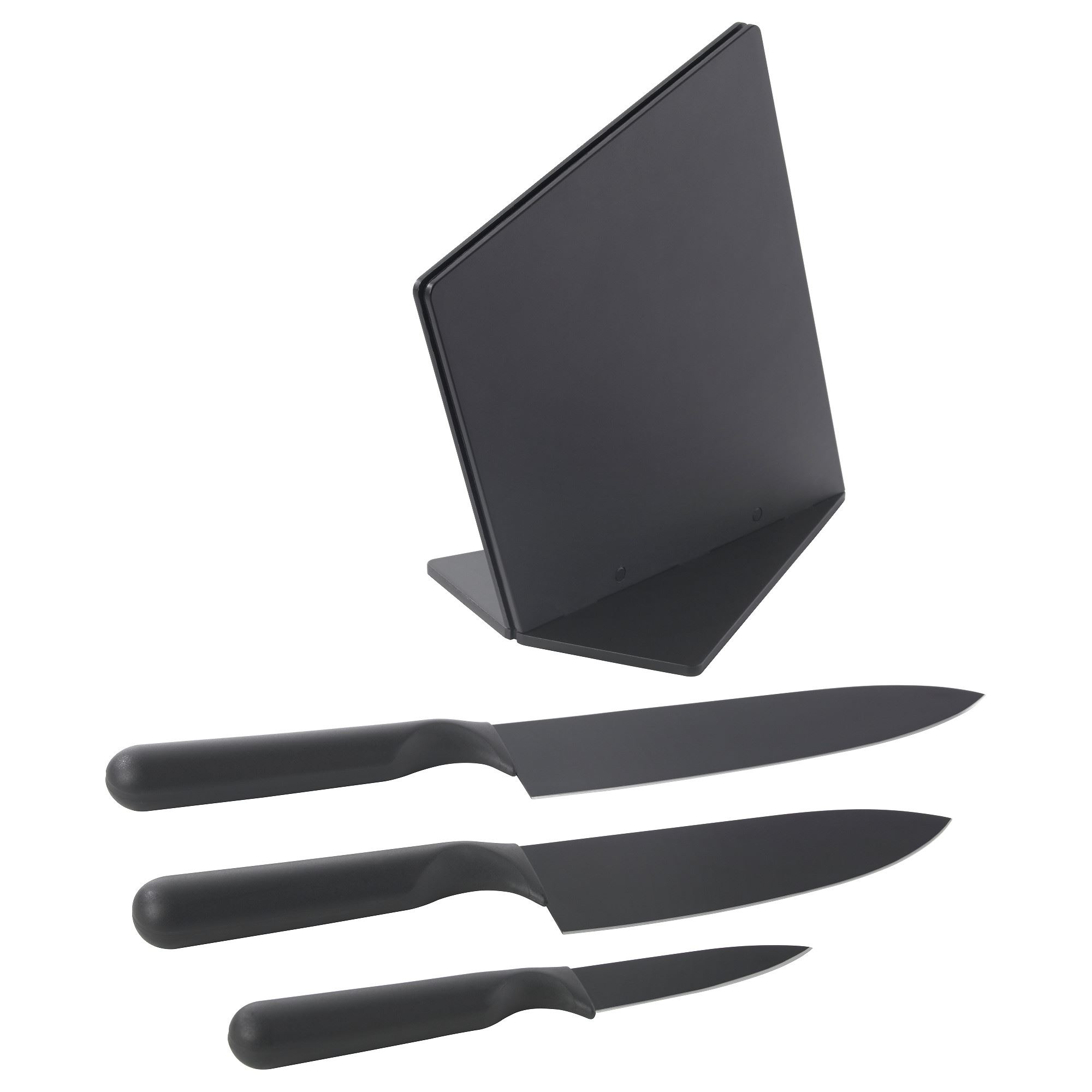 JAMFORA IKEA ЭМФЁРА 3 ножа+подставка, черный