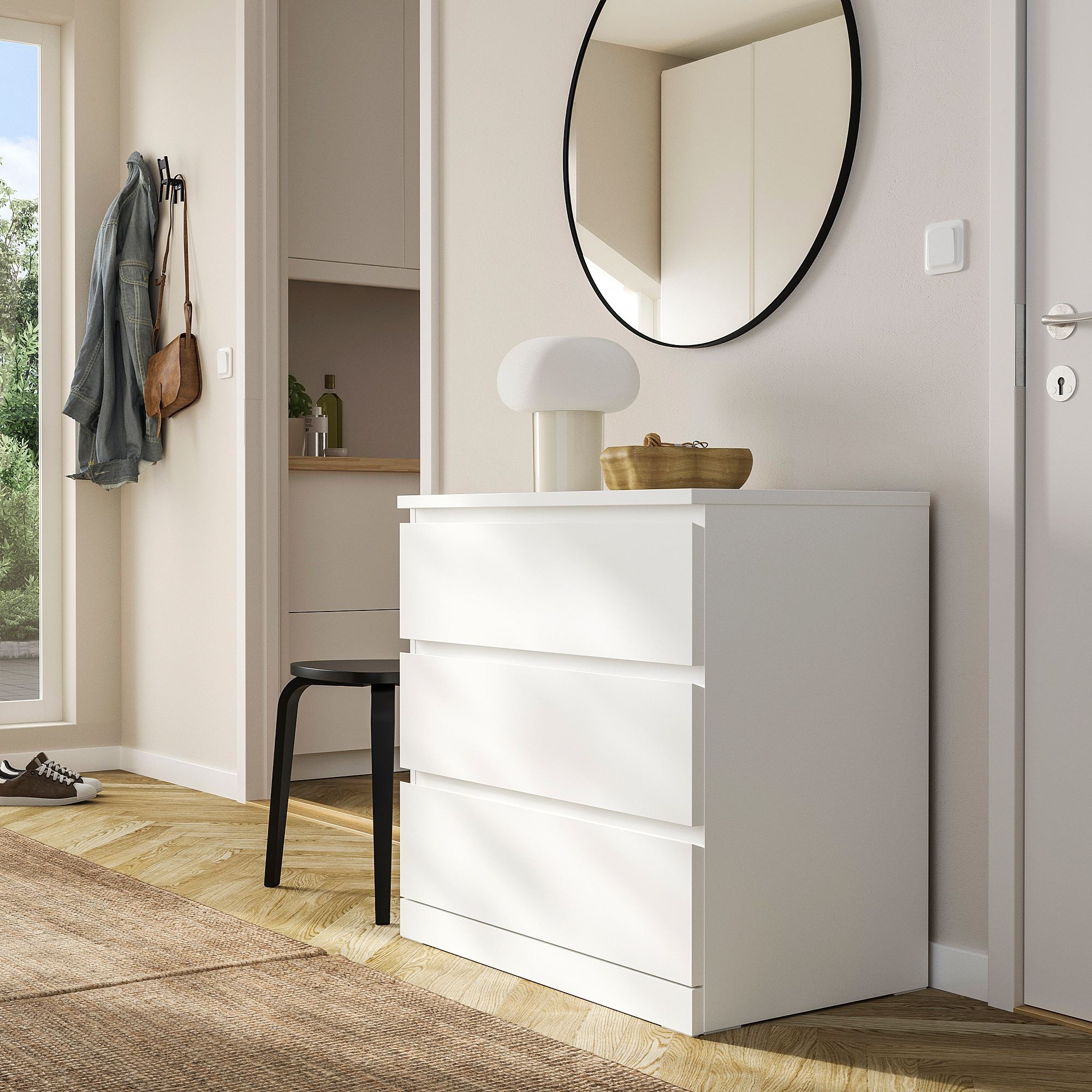 MALM IKEA Комод с 3 ящиками, 80x78 см, белый