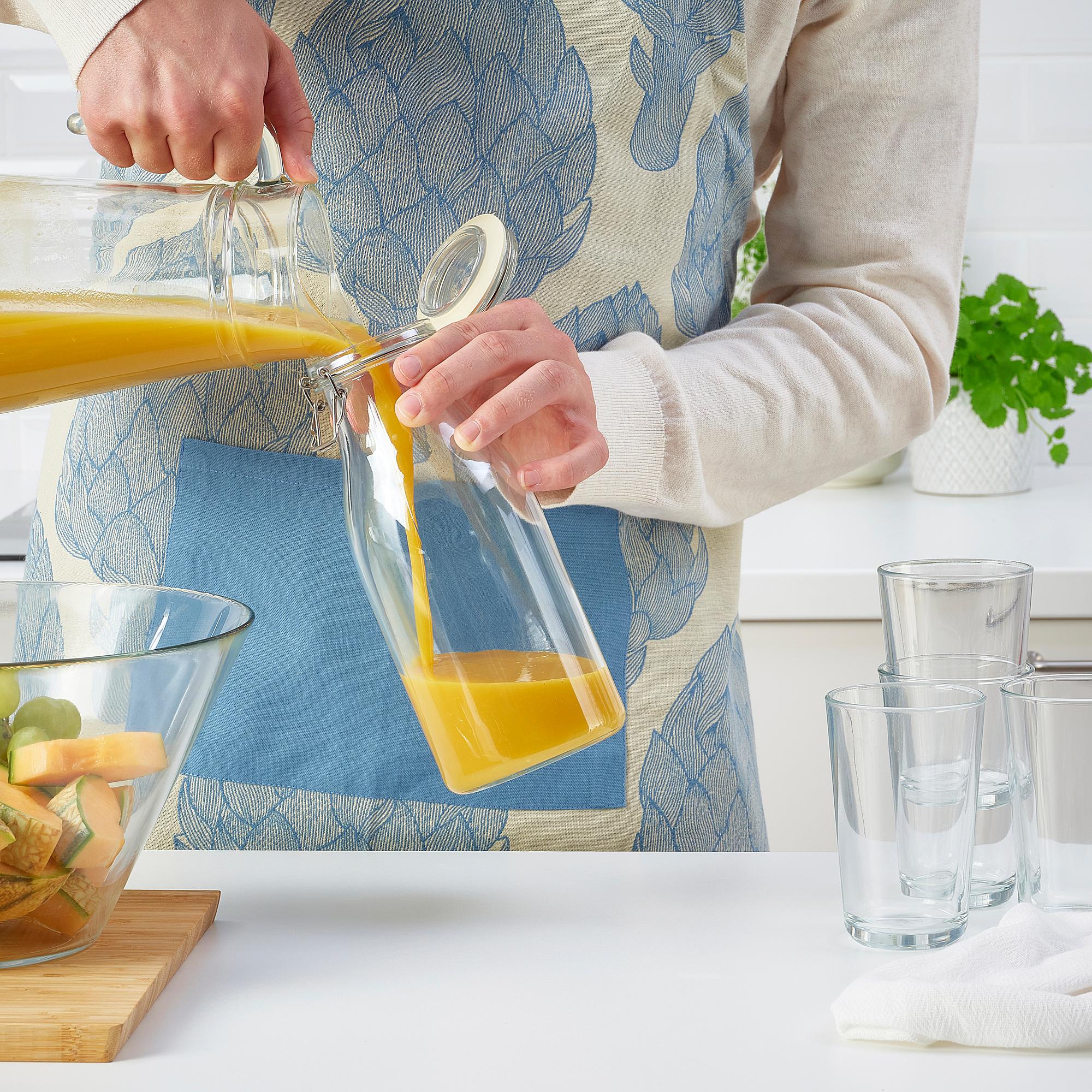 KORKEN IKEA Банка с крышкой, в форме бутылки, 1 л, прозрачное стекло