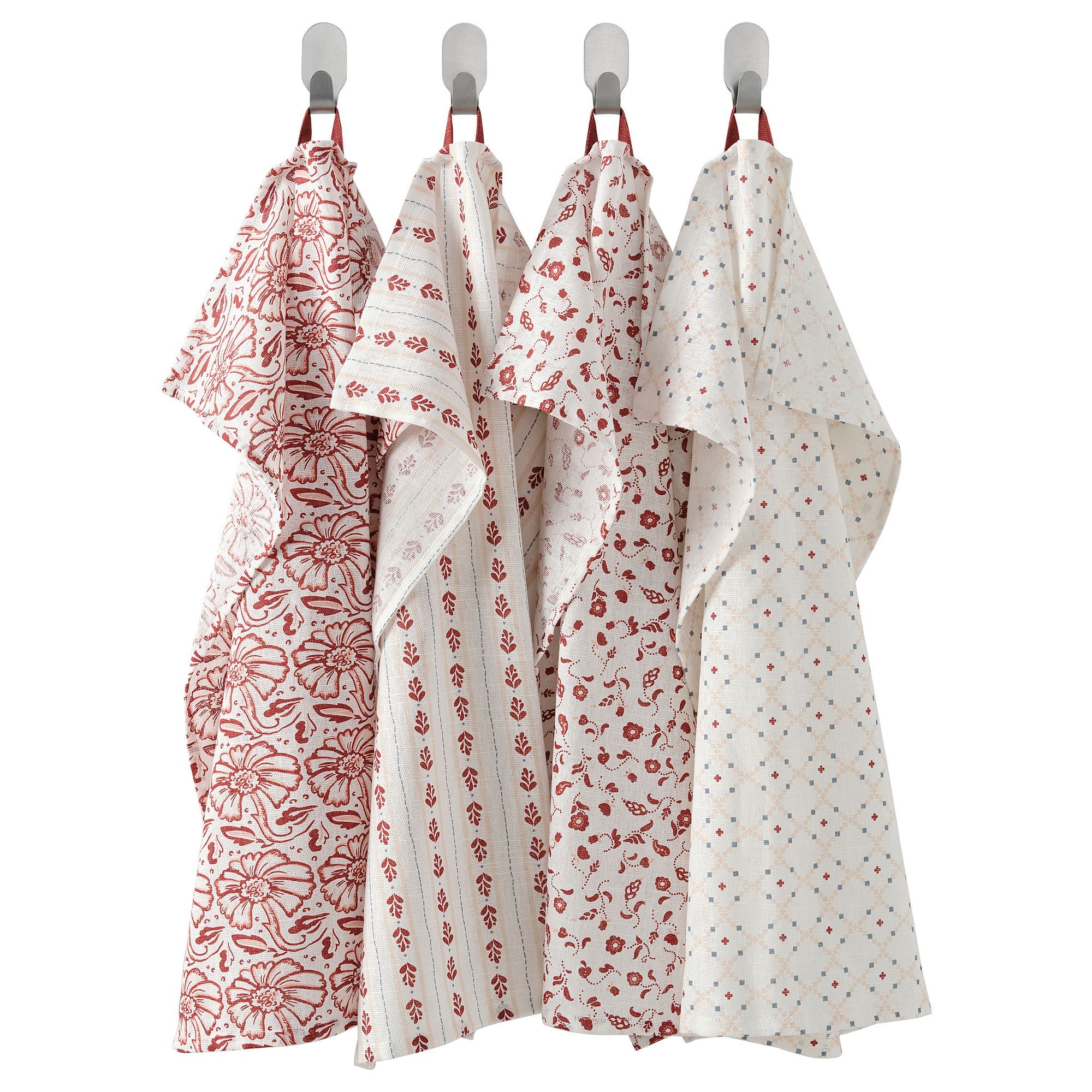 INAMARIA IKEA Полотенце кухонное, белый/красный, 45x60 см