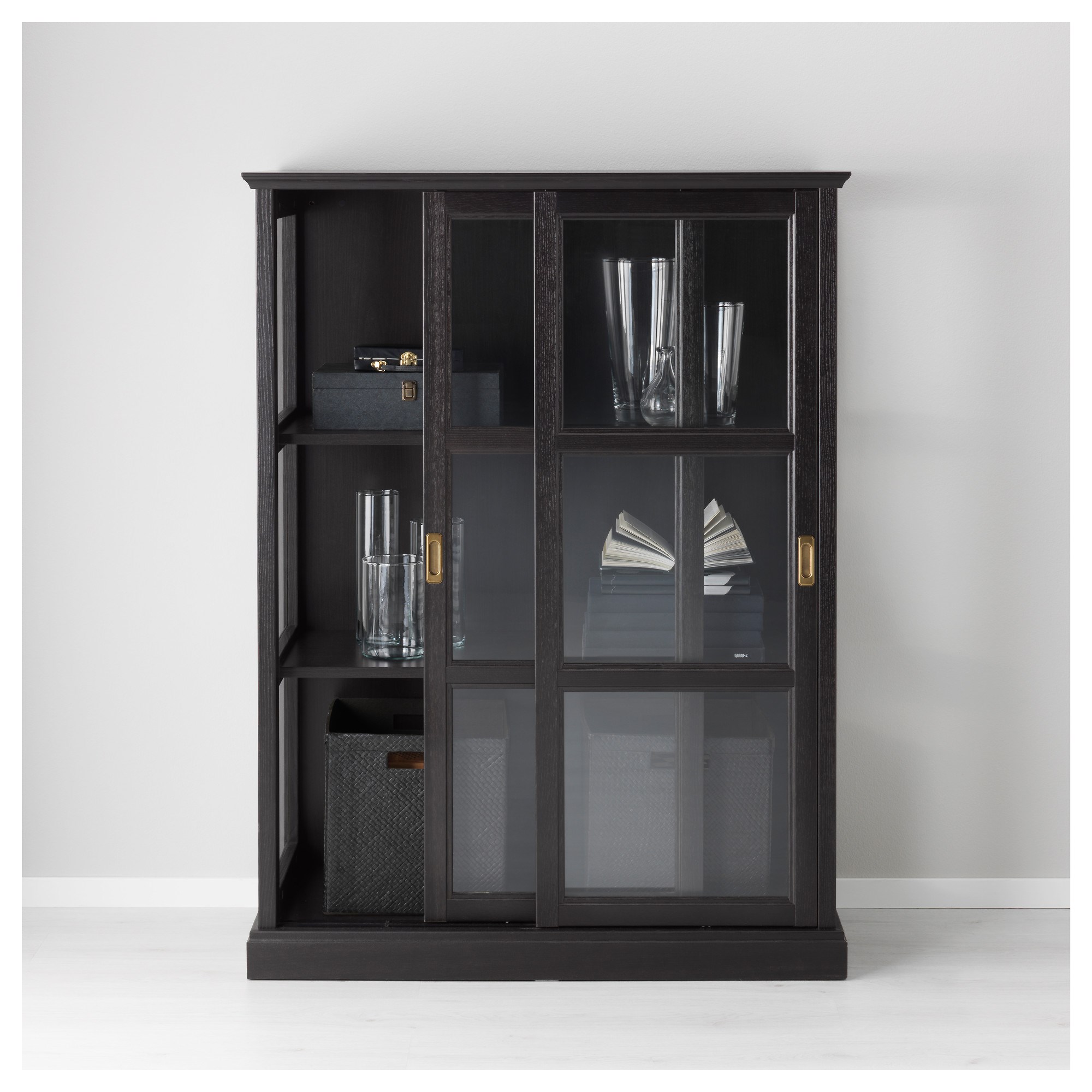MALSJO IKEA Шкаф-витрина, черный, 105x141 см
