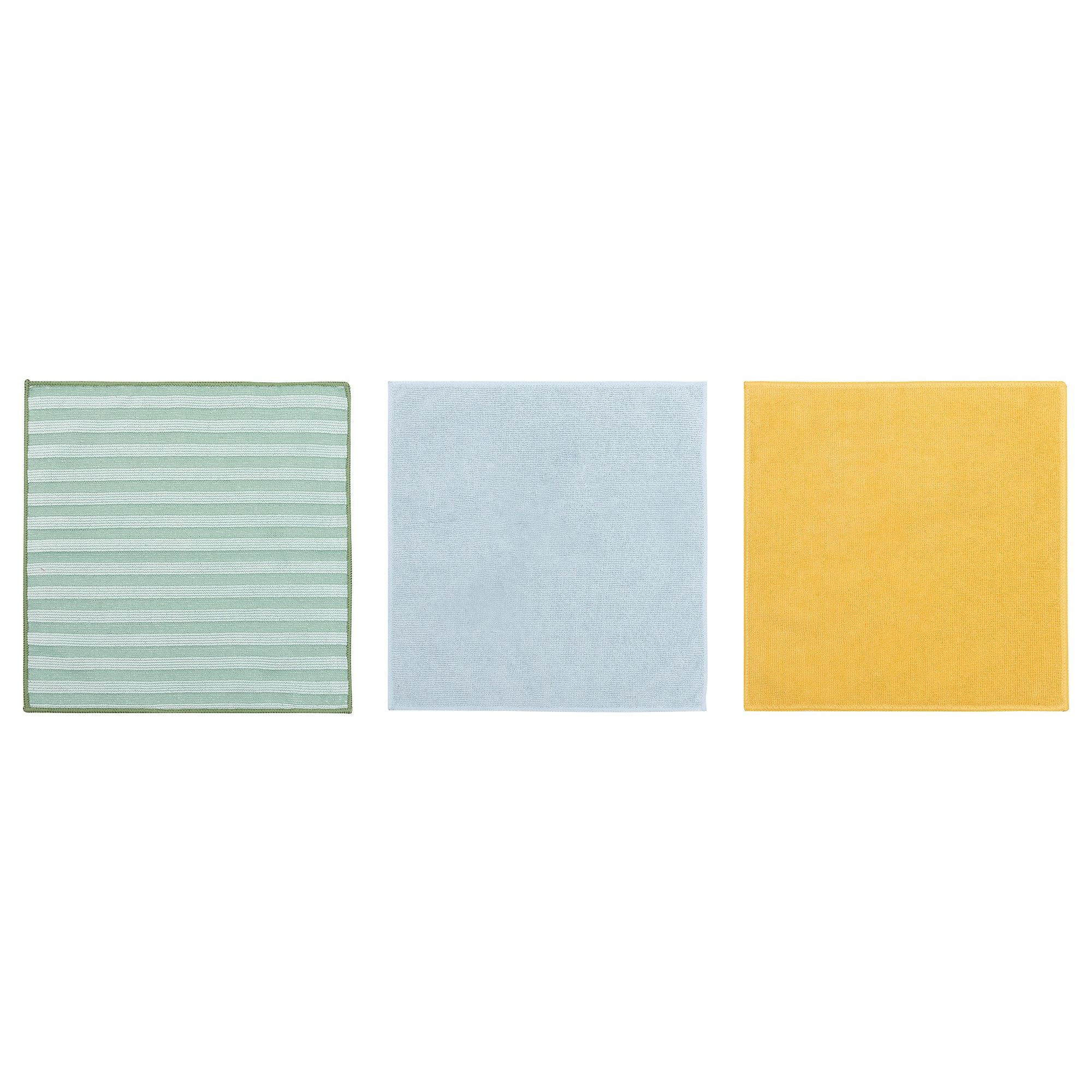 PEPPRIG IKEA Салфетка из микрофибры, 28x28 см, зеленый синий/желтый, 3 шт.