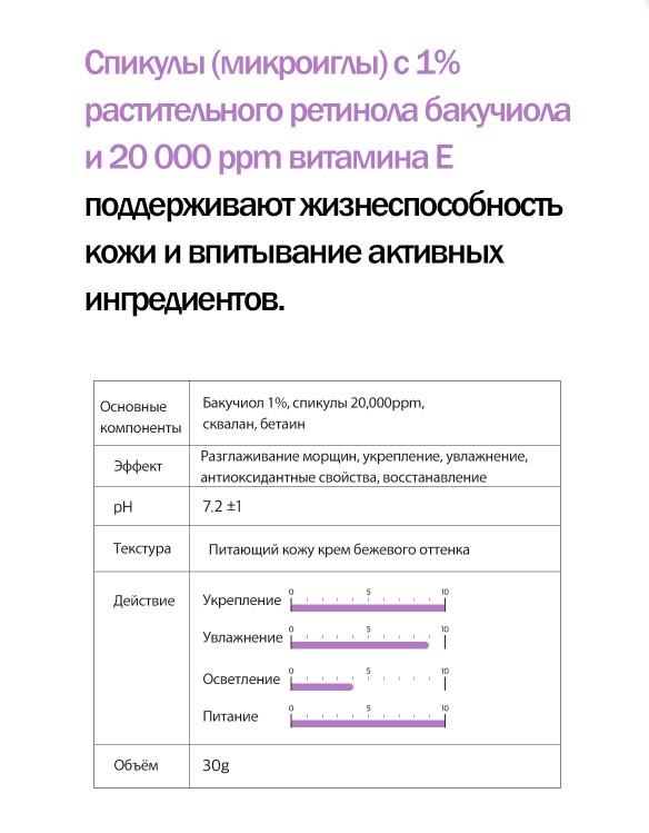 Derma Factory Крем омолаживающий интенсивный со спикулами и бакучиолом MAX 30мл