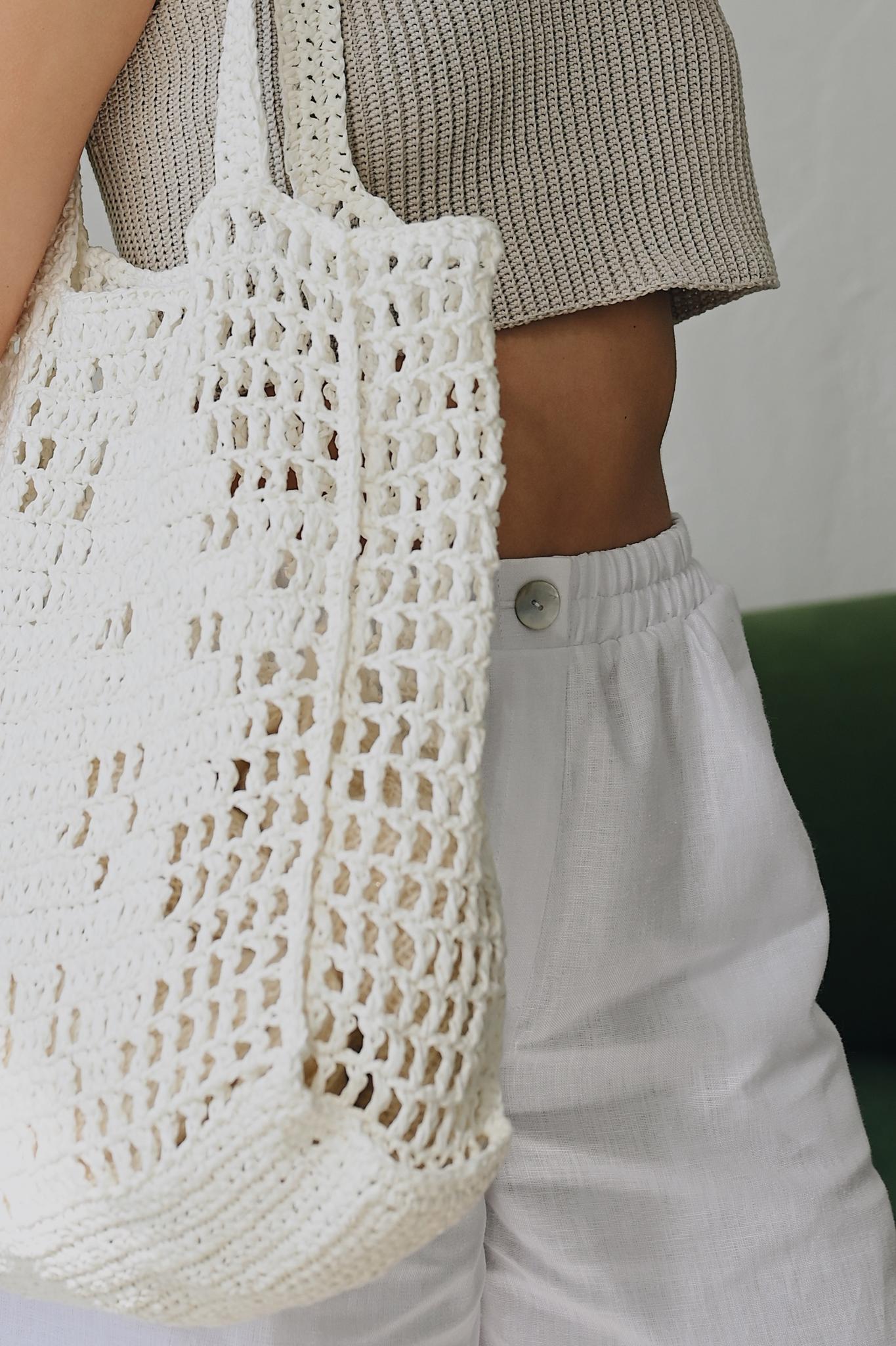 Collection Svitanok > Crochet raffia bag 'Peremoga' – White Buy