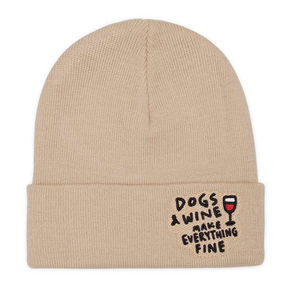 Beanie DOGS AND WINE (sand)
